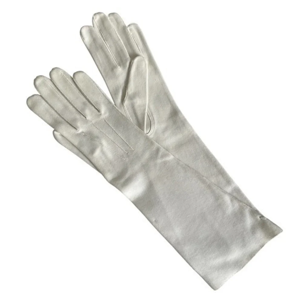 NWOT Vintage White Cotton Forearm 3/4-length Formal Evening Gloves Made in Italy